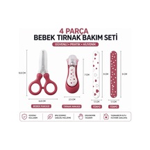 4 Parça Bebek Tırnak Bakım Seti Pembe / Güvenli Makas, Tırnak Makası, Törpü / Yenidoğan Bebek Bakım Seti