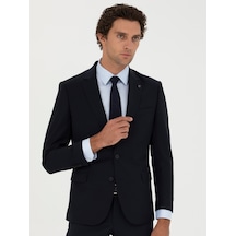 Cacharel Lacivert Slim Fit Yün Karışımlı Klasik Ceket