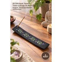 5 Adet Obsidian Taşı Kayık Tütsülük 25 Cm Kayık Tasarım, Tütsü Çubuğu Ve Koni İçin Uygun, Incense Holder