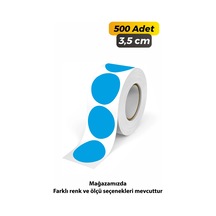 Yuvarlak Kesim Ambalaj Etiketi - Mavi Renk - 3,5cm - 500 Adet