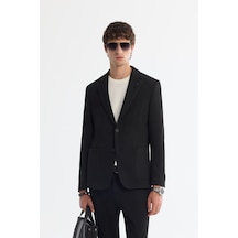 Avva Erkek Siyah Mono Yaka Bi-stretch Blazer Comfort Slim Fit Ceket A42y4011