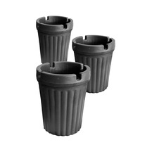 3 Adet Kokusuz Küllük Kül Tablası Kendinden Söndüren 10cm Dh067 Plastik Gri Yuvarlak