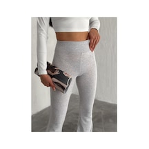 Gugus Kadın Trend Model Beli Fitilli İspanyol Paça Gri Pantolon Gri