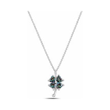 Çekirdekjewelry 925 Ayar Gümüş Rodajlı Yonca Kolye Renkli Taşlı Şans Kolyesi Gri