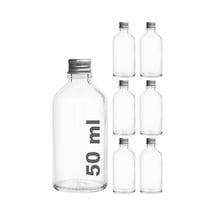 Afracam 50 Cc Gümüş Metal Kapaklı Hediyelik Shot Şişesi 50 Ml Kolonya Koku Süs Küçük Şeffaf Cam Şişe 6 Adet