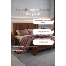 Renazzo Alaz Yatay Başlıklı Masif Ahşap Karyola Ceviz 120x200 Ceviz - 120 X 200