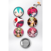Vocaloid & Synthv Divaları Miku Teto Gumı Çanta Süsü Rozet İğneli Buton Rozet Seti 58 Mm 6'lı Çok Renkli