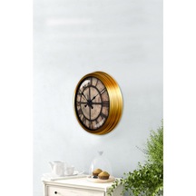 Altın Varaklı Salon Ofis Duvar Saati Alüminyum Çerçeve 40 Cm (515904276)