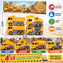 D026w 4 Lü Çek Bırak Kamyonlar Oyuncak İnşaat Araçları Adet Fiyatıdır