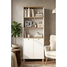 Nord Kitaplık Raf Ahşap Ayaklı 180cm Kapaklı Sepet-beyaz Nd13-sw Beyaz