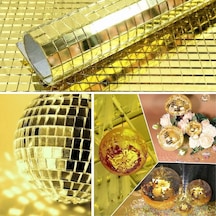 Bucuks Kare Gold Cam Mozaik Fayans Çıkartmaları El İşi Kare Cam Fayans Kendinden Yapışkanlı Aynalı Dekor Panel 30x30 Cm