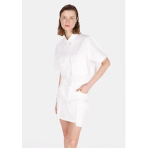 Colin's Colins Regular Fit Shirt Neck Düz Kadın Beyaz Kısa Kol Gömlek Cl1073342 Cl1073342 Q1.v1 Ofw Beyaz