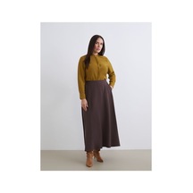 Lc Waikiki Alıta Cıty Farkıyla Lcw Grace Kahverengi Gabardin Düz Uzun Kadın Etek Kahverengi - 931508491 Kahverengi