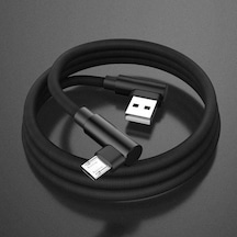 Siyah 90 Derece Sağ Açı Tip C Usb Kablosu Mikro Usb Veri Hızlı Şarj Kablosu İos Uyumlu Samsung Xiaomi Huawei İçin 1.5m Micro Usb
