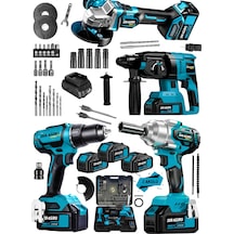 Dragro Alman DRG-999VF 20 AH 4'lü Set Akülü Şarjlı Vidalama + Somun Sökme + Taşlama + Kırıcı Delici Set M