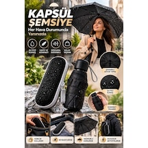 Kapsül Şemsiye Siyah Mini Boyut Çantada Kolay Taşıma Günlük Ve Seyahat Kullanımı Belirtilmemiş