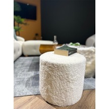 Dolce Puf Peluş Kumaş Silindir Dekoratif Pufidik Puf Bench Krem