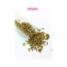 Uzun Boru Kesme Boncuk Çap 2mm Uzunluk 10 Mm - 60 Gram - Koyu Kırmızı Sarı - Bnc297