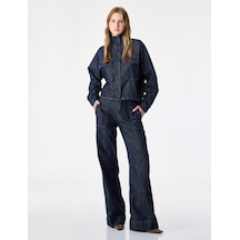 Koton Pamuklu Normal Bel Cepli Katlamalı Geniş Paça Denim Pantolon - Wide Leg Jeans Raw 7wal40134md 63x