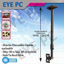 124 Ekran 42" 49 " İnç Tv Tavan Duvar Askı Aparatı Max.110Cm