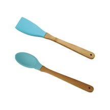 Silikon 2 Parça Kaşık Spatula Set Büyük Boy 28cm Yeşil