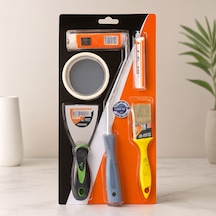 5 Parça Boyacı Seti Spatula, Kestirme Fırça, Yedek Rulo, Bant, 10 Cm Fırça