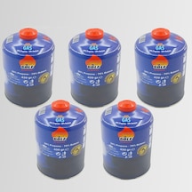5'li Set - Golf Butan Propan Kamp Gazı Valfli Kartuş 450 Gr Şeffaf