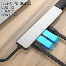 Ally Usb Type-c To 7in1 Hdtv 2xusb+pd Sd&tf Okuyucu Hub Adaptör Çoklayıcı- 5775