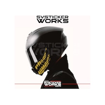 Ağız Diş Köpekbalığı Sticker Kask Vizör Sticker Tüm Kasklar Uyumlu 2 Adet Sağ Sol Altın