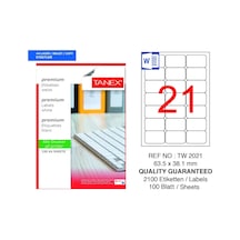Tanex Tw-2021 63,5x38,1mm 100 Lü Lazer Etiketi