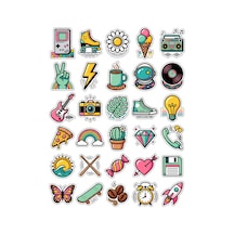 30 Adet Canlı Retro 90'lar İkonları Sticker Seti - Laptop Defter Ajanda İçin Çok Renkli