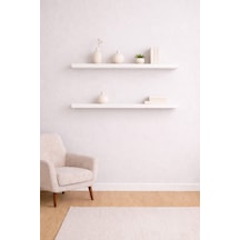 Yankı-byeg 90 Cm 2li Mat Beyaz Mdf Uçan Duvar Rafı Gizli Bağlantı Kitaplık Beyaz