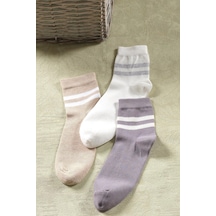 3 Çift Unisex Çizgili Uzun Çorap Extra Soft Unisex Pamuklu Soket Çorap Çok Renkli