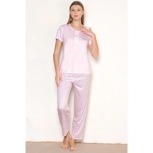 Kısa Kol Mevsimlik Pijama Takımı Viskon Alperi 780-22 Pembe