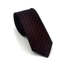 Gaffy Siyah Küp Desenli Bordo Dokuma Kumaş Mendilli Slim Fit Kravat // Sdk-2605-4 Bordo