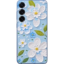 Samsung Galaxy S25 Plus Uyumlu Mavi Papatyalar Baskılı Silikon Kılıf Renkli
