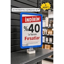 5 Adet - A5 Mıknatıs Tutuculu Fiyatlık Etiketlik Dikey Yatay Ve Bilgilendirme Çerçevesi Mavi