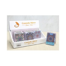 10 Adet El Aynası Mandala Desenli Hareketli Sulu Cep Aynası Taşınabilir Hand Mirror Ve Pocket Mirror Sarı
