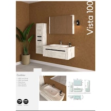 Evros Vista Banyo Dolabı 100 Cm Boy Dolabı Dahil Beyaz - Antrasit