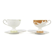 2li Lily Contrast Kahve Fincan Seti 90 Cc-6083 Çok Renkli