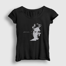 Presmono Kadın Self Portrait Beatles John Lennon T-shirt Siyah