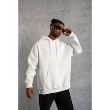 Erkek Düz Kapüşonlu Sweat - Beyaz Beyaz Erkek Düz Kapüşonlu Sweat - Beyaz Beyaz