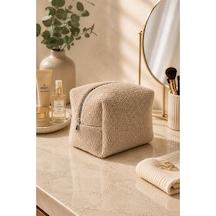 Misty Peluş Wellsoft Makyaj Çantası Fermuarlı Kadın Kozmetik Çantası, Seyahat Organizer, Yumuşak Dokulu Bakım Çantası