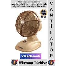 Vantilatör Sessiz Çalışma Yoğun Üflemeli Retro Model 2 Kademeli Şarjlı Mini Masa Üstü Vantilatör