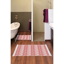 Alanur Home Kaymaz Taban Djt Klozet Takımı Trend Saçaklı E5184 Kırmızı