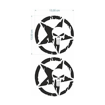 Army Yıldız Kuru Kafa 13 X 13 Cm Siyah Sticker 2 Li Standart