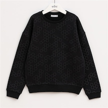 Wanex Erkek Çocuk Uzun Kol Kalın Sweatshirt - 16217 Siyah
