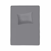 %100 Pamuklu Bebek Lastikli Çarşaf 70x130+20 Bebek Yastık Kılıfı 35x45 Gri