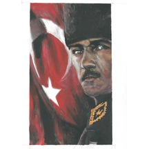 Mehmet Tüver Atatürk Tablosu 5 Ressam Açıklamaları Okuyunuz 35 x 50
