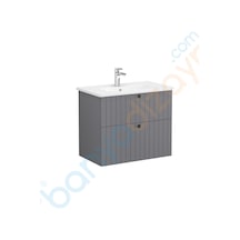 VitrA Root Groove Çift Çekmeceli Lavabo Dolabı 80 Cm Mat Gri Yuvarlak Lavabo Dahil 69438 Diğer